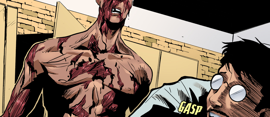A gravely
				ill man peeks in on a laboratory.
